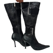 2000s Faux Croc Leather Boots (6)