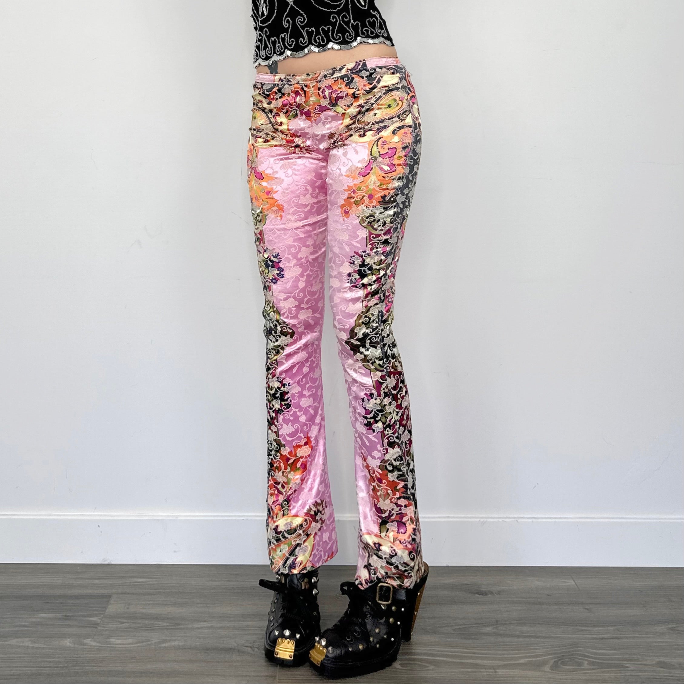 Satin Jacquard Printed Flares (XS)