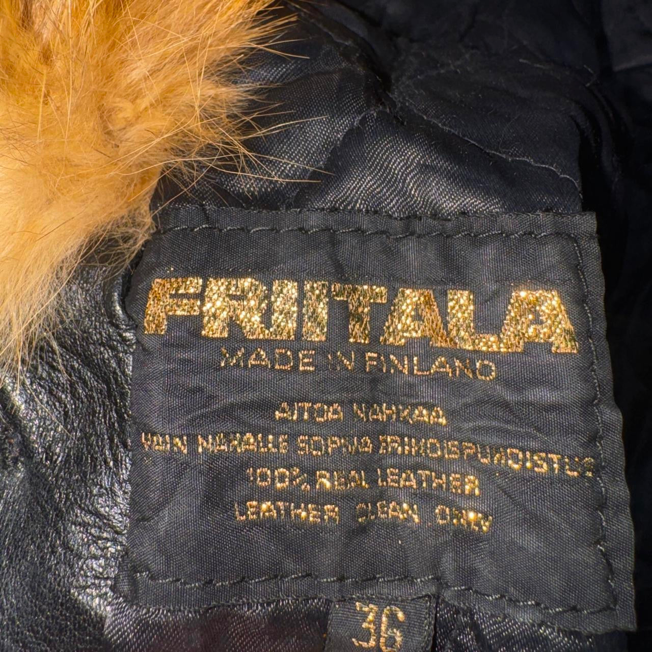 Vintage Genuine Fox Fur Trim Leather Trench Coat (L/XL)