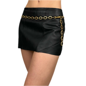 Black Leather Mini Skirt & Belt (XS)