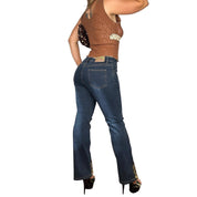 Y2K Beaded Butterfly Flare Jeans (M)