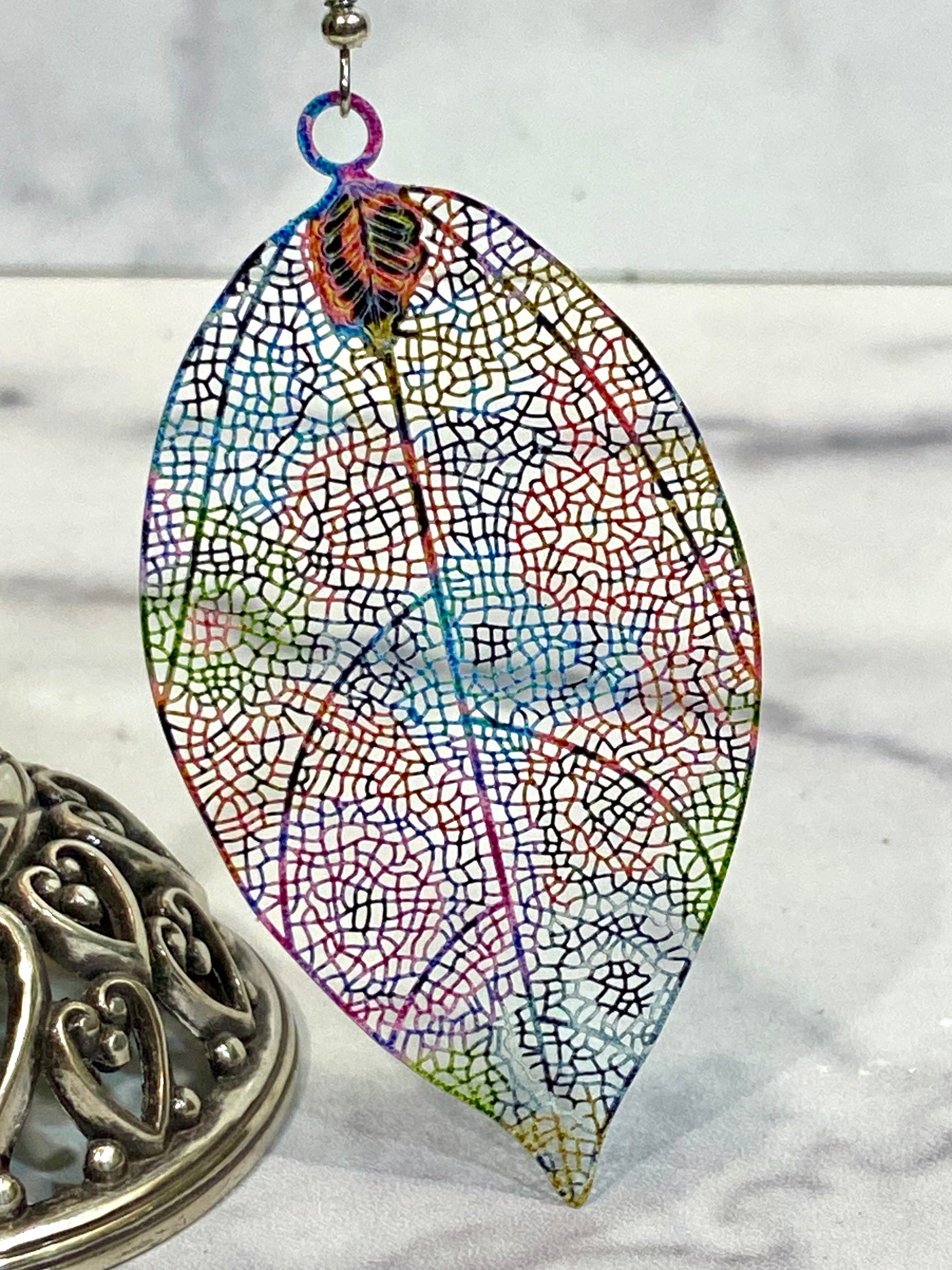 Rainbow leaves earring