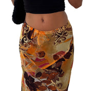 French Vintage Abstract Tribal Mesh Maxi Skirt (S) ⠀