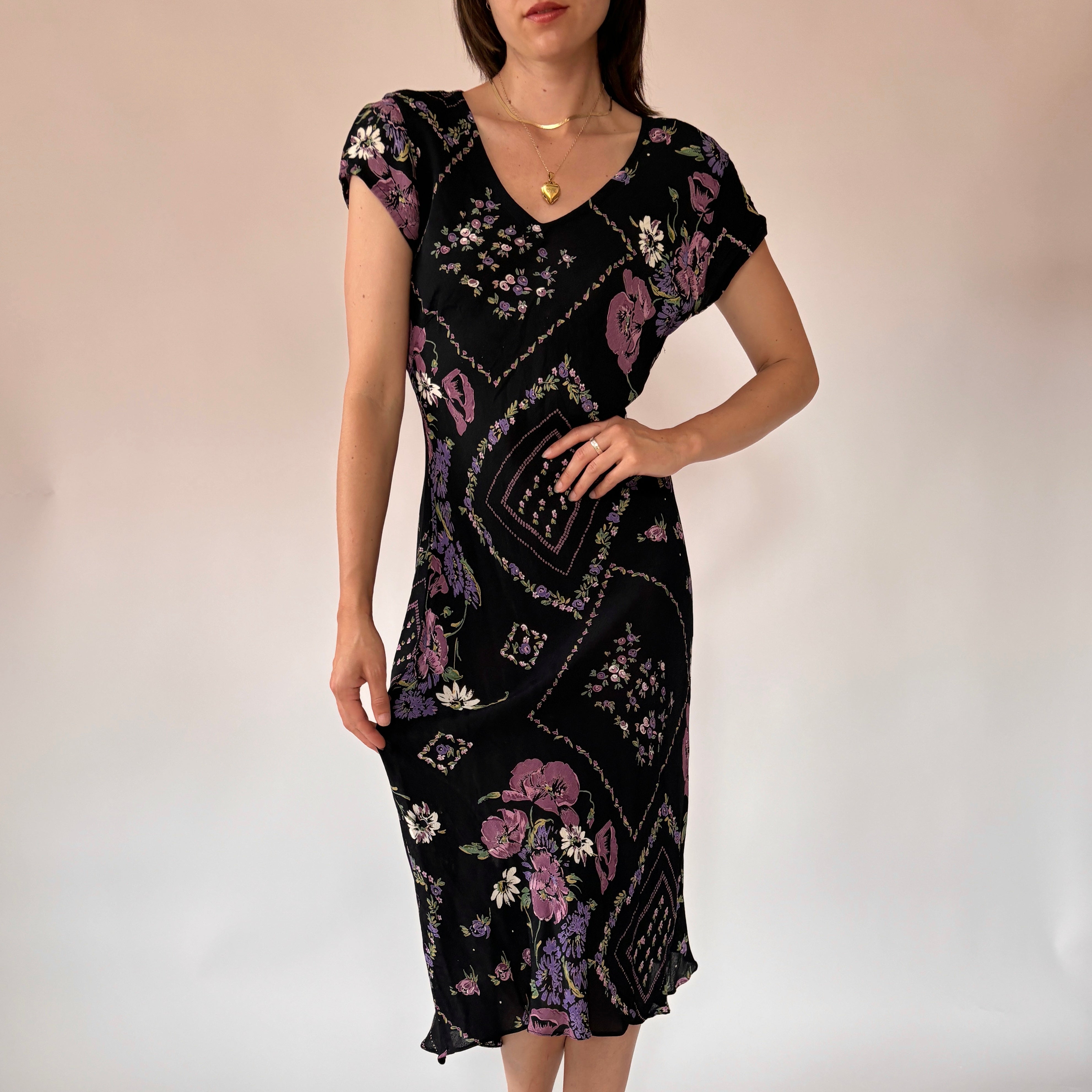 90s Floral Bias Cut Dress (S/M) Holy Thrift 90s Floral Bias Cut Dress (S/M) Holy Thrift