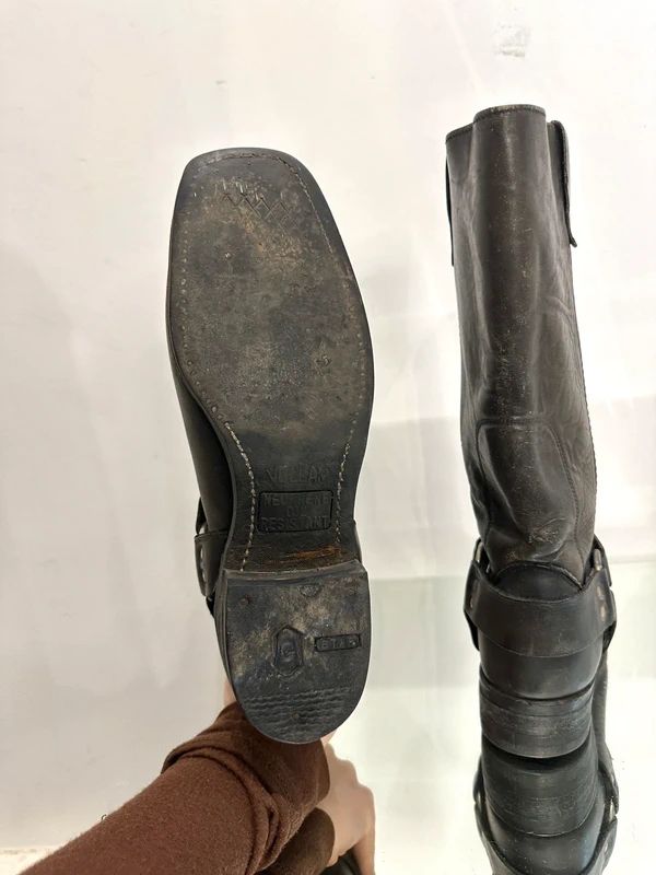 True Vintage American Black Leather Buckle Biker Boots (UK 7 US 8D/ US 9.5)
