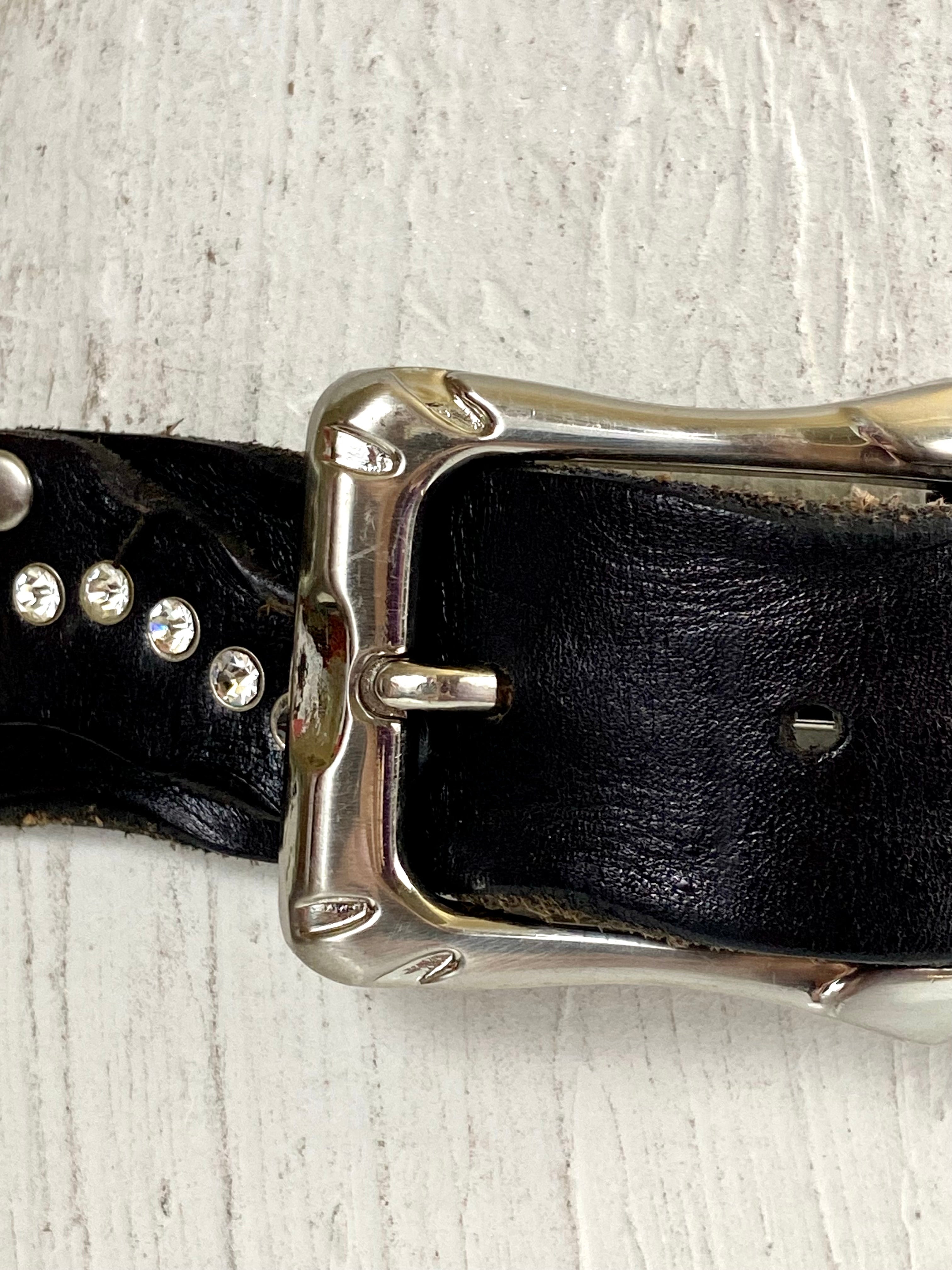 Black leather studded belt