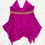 Y2K Bebe Fuchsia Silk Halter Top (M)