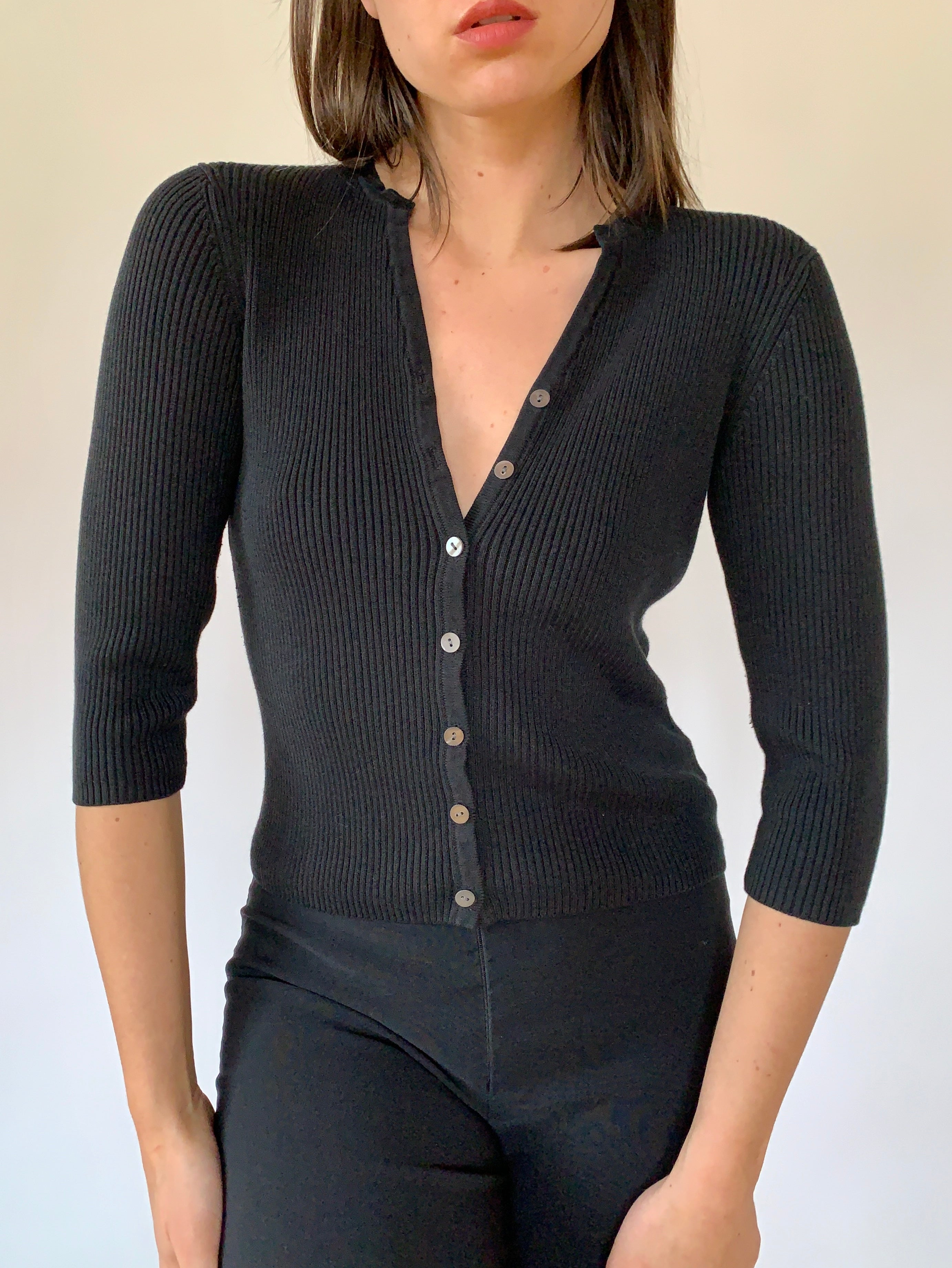 Vintage Ribbed Knit Cardi - Small