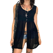 90s Whimsygoth Sheer Button up Cami (S/M)