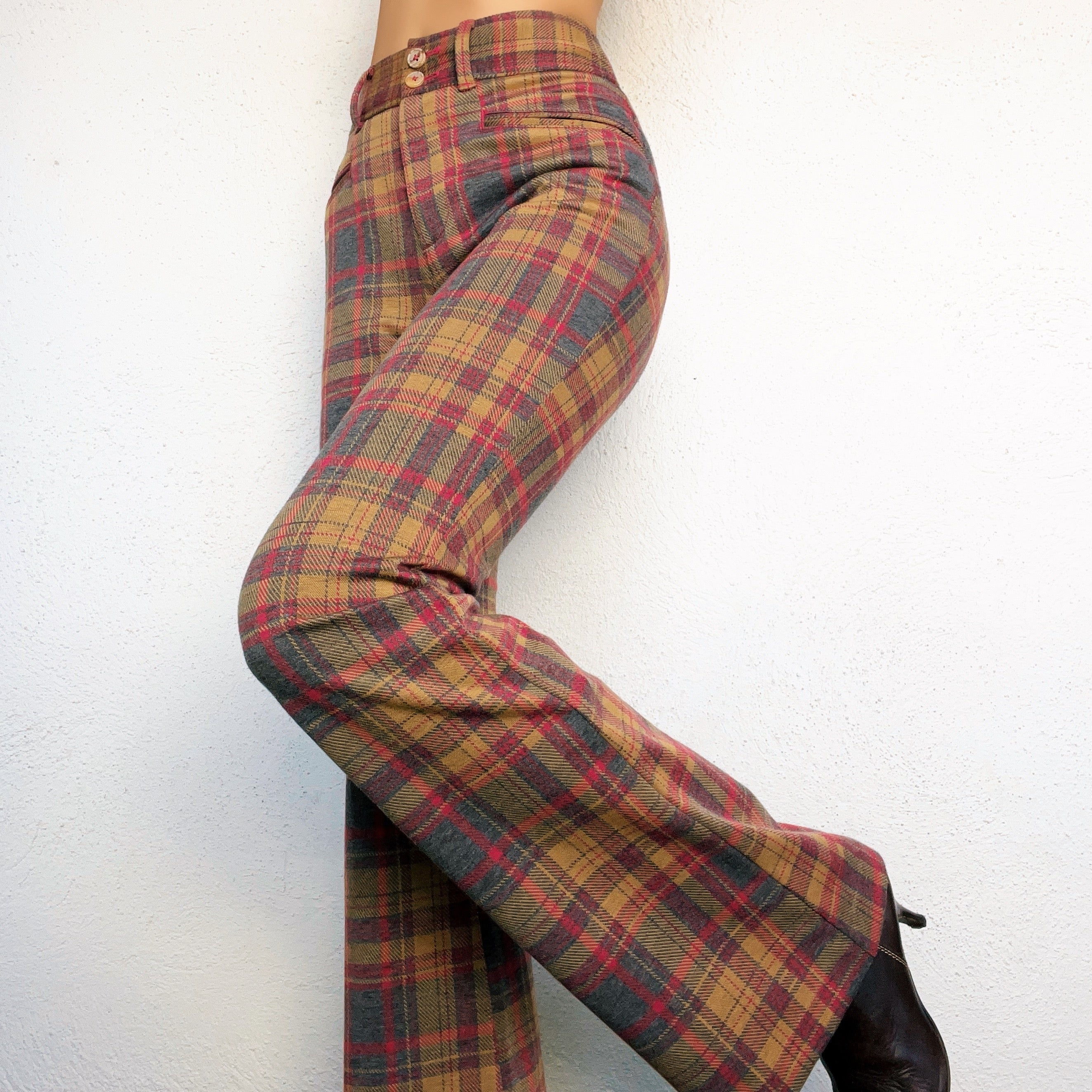 Plaid Flare Trousers - XS/S