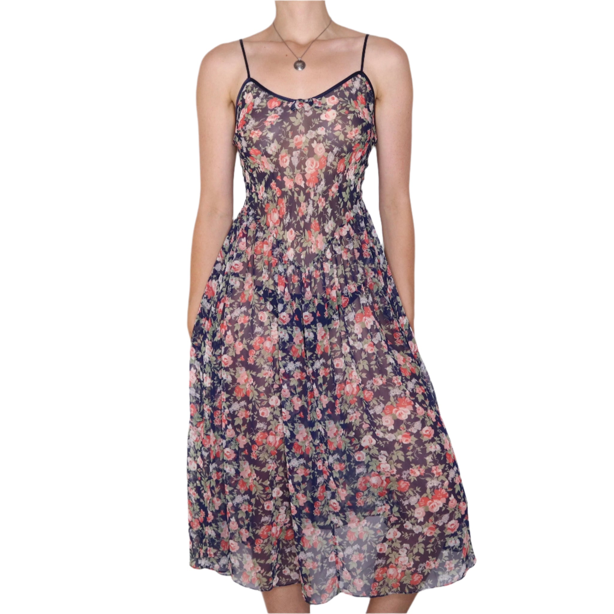 90s Long Sheer Floral Slip Dress (S/M) Holy Thrift 90s Long Sheer Floral Slip Dress (S/M) Holy Thrift