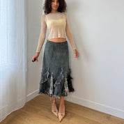 Vintage Euro Denim & Sequin Skirt (XS/S)