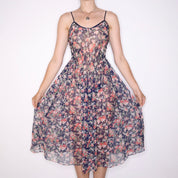 90s Long Sheer Floral Slip Dress (S/M)