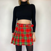 1970s Red Plaid Mini Skirt (XS)