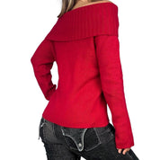 Red Cashmere Off The Shoulder Knit (L)