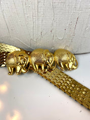 Vintage stretchy gold elephant belt