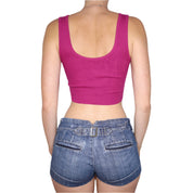Y2K BEBE Pink Diamanté Cropped Tank Top (XS)