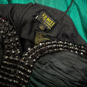 Embellished Satin Emerald Ombré Gown (S/M)