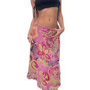 90s Italian Silk Floral rom com Mesh Midi skirt (XS/S)