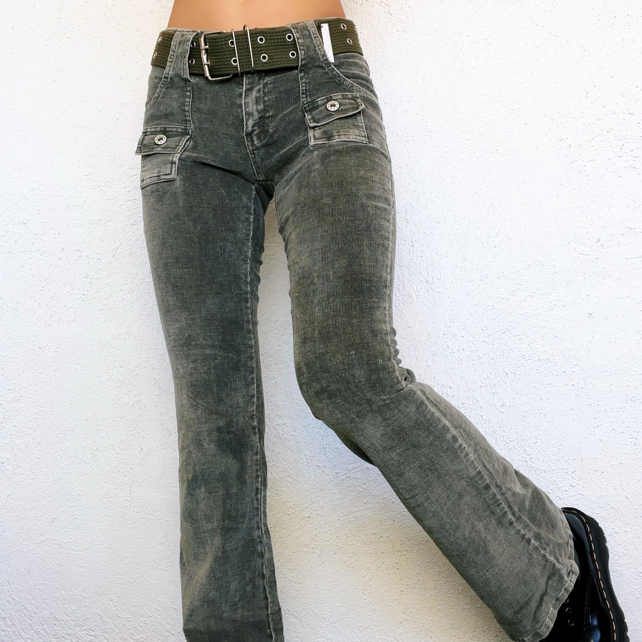 Early 2000s Army Green Corduroy Pants - Small
