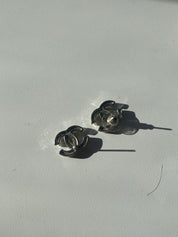 Silver Interlocking Cs Studs with Crystals, No Label
