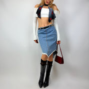 Vintage 90’s Light Wash Denim Midi Skirt (S)