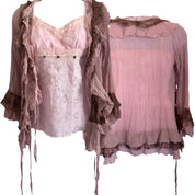 Y2K fairy core lace up blouse (XS/S)