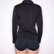 Y2K Black Mesh Zip Up Blouse (M)