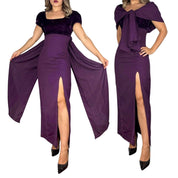 90s Violet Velvet Built-In Sash Gown (S)