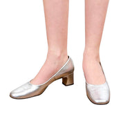 1960s Metallic Leather Kitten Heels (5.5)