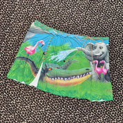 Italian Vintage Safari Animal Graphic Mini Skirt (L/XL)