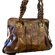 Brown leather hobo bag