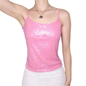 Y2K Pink Beaded Sequin Tank Top (S/M)
