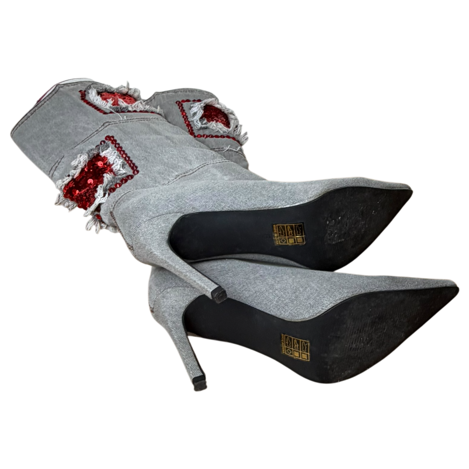 Denim Knee High Stiletto Boots (6)