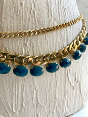 Gold & blue chain belt