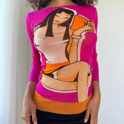 Vintage French Mesh Graphic Top (S)