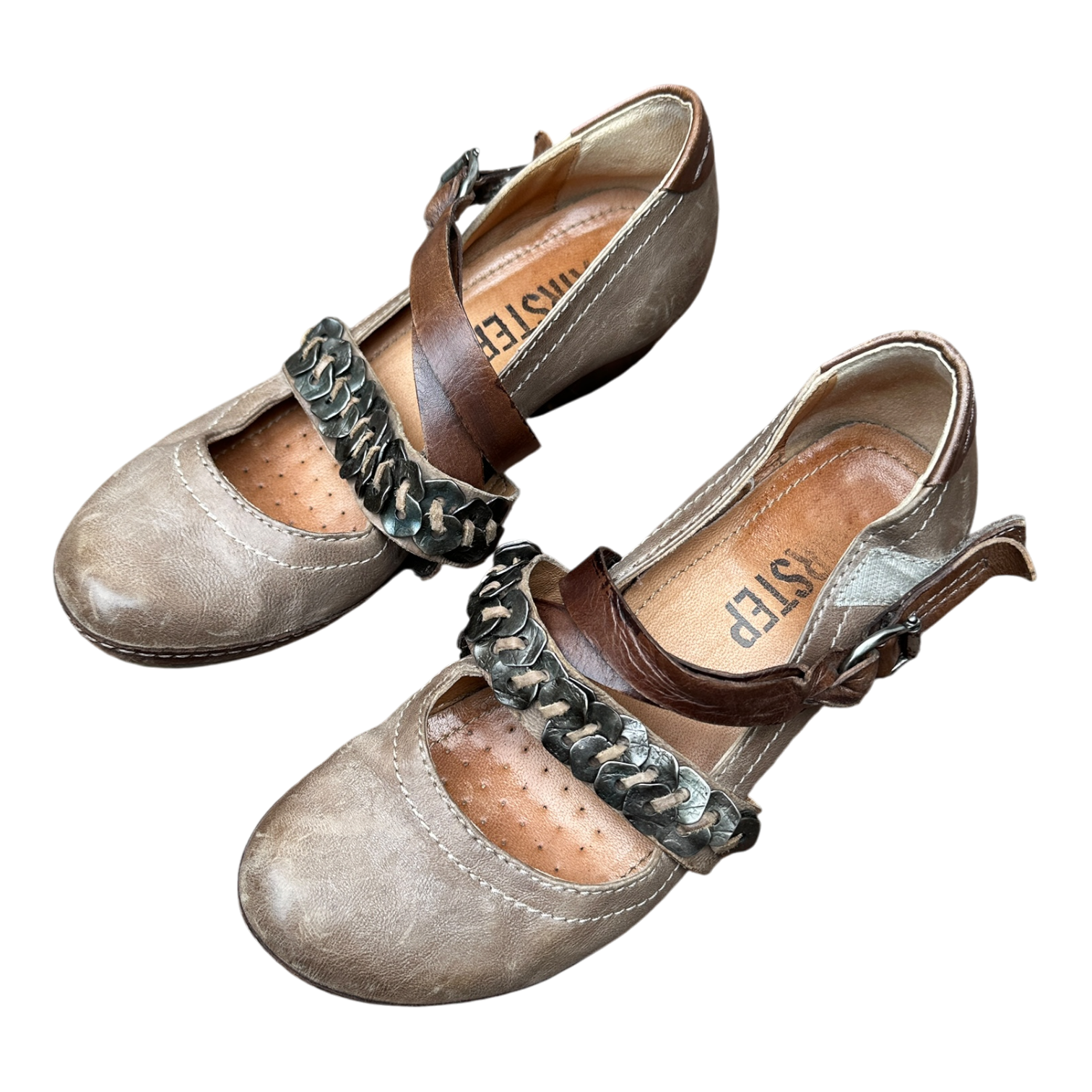 Vintage Boho Buckle Leather Ballet Pumps by AS.98 (US 6)