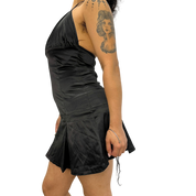 Vintage Italian 2000s Black Pleated Mini Dress (S)