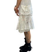 Vintage European White Milkmaid Cotton Summer Dress (S)