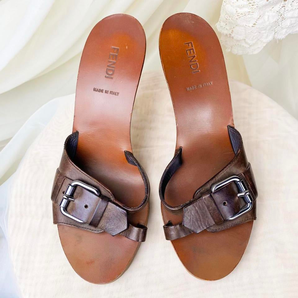 Fendi 2000s Buckle Mules (8.5)