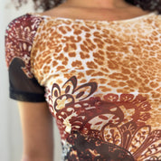 Vintage Italian Cheetah Print Mesh Top (S/M)