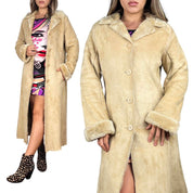 Vintage Faux Fur Lined Shearling Trench Coat (S/M)