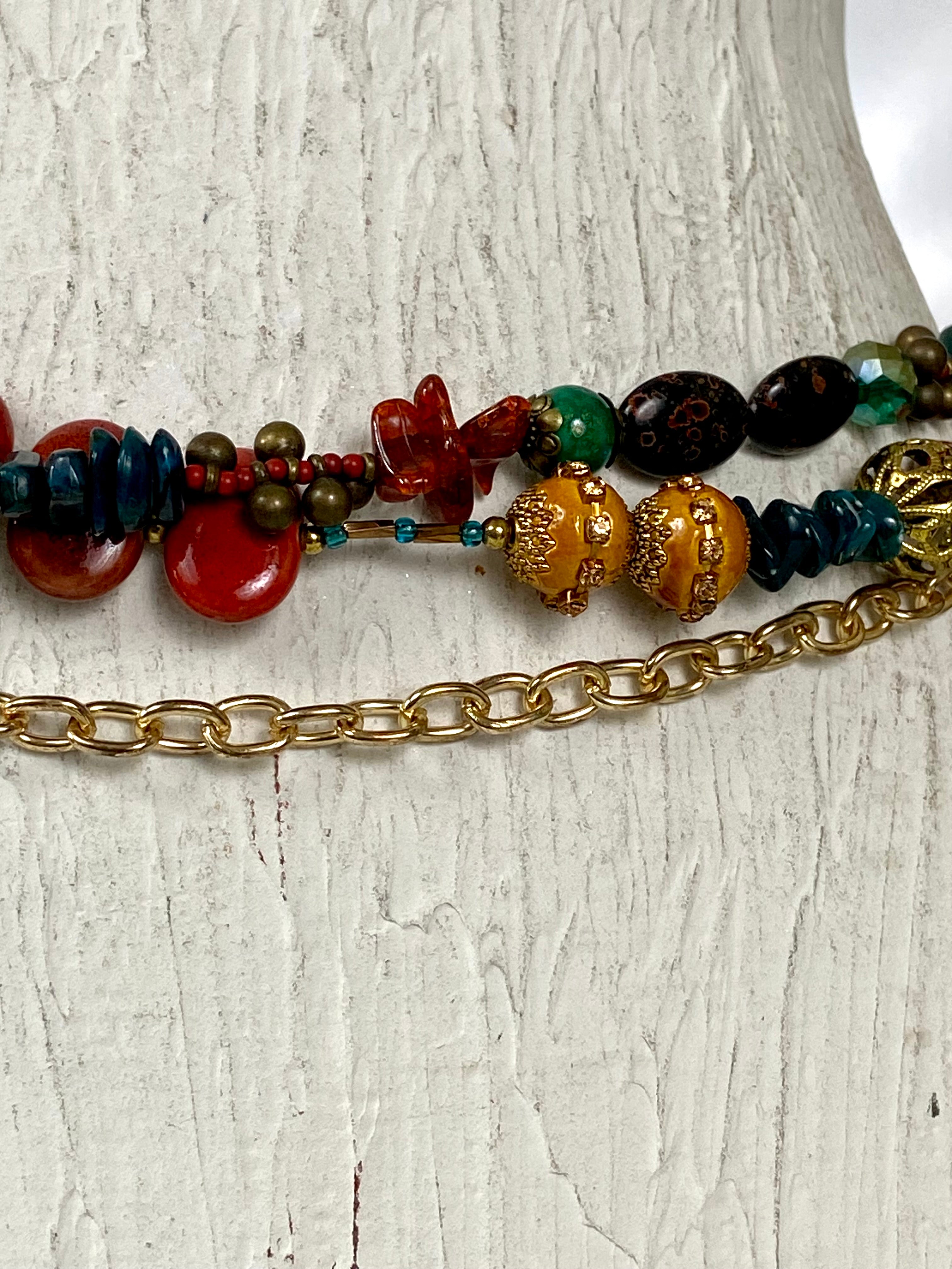 Multi colored beads belt