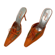 Vintage Orange Lace Up Kitten Heels (8)