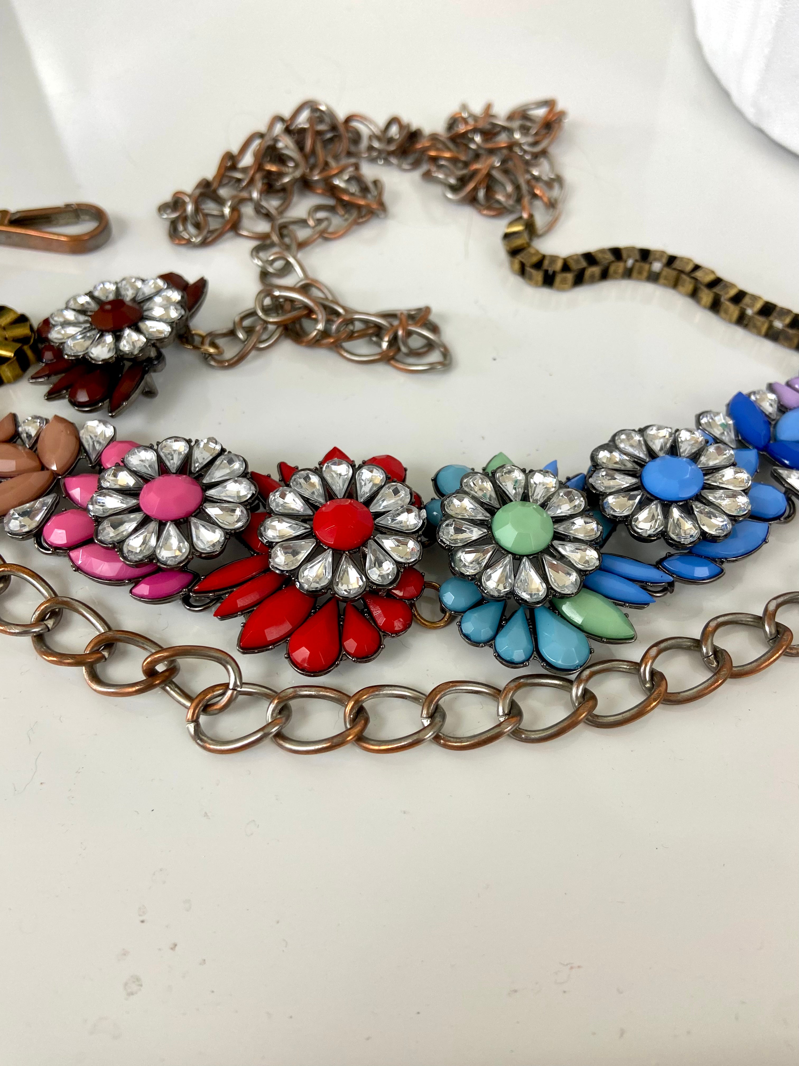 rainbow crystals vintage glamorous bohemian ethnic belt