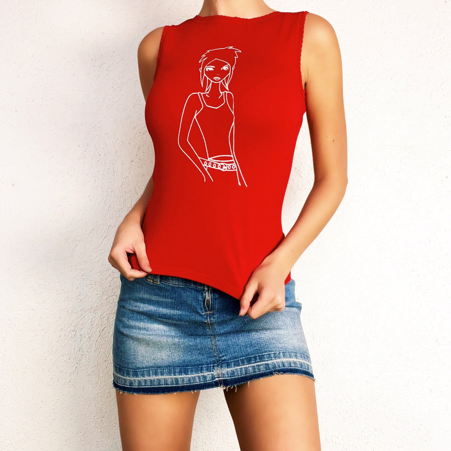 Cherry Red Groovy Gal Top (XS/S)