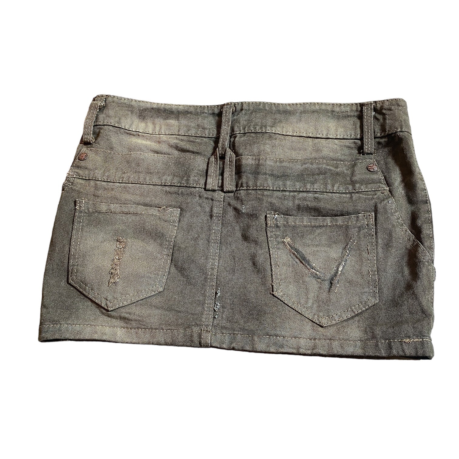 Y2K Khaki Deconstructed Mini Skirt (S/M)