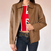 90s Coffee Leather Jacket (M)