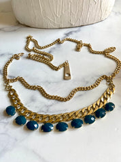 Gold & blue chain belt