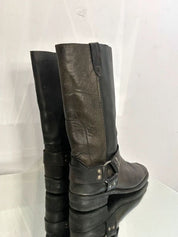True Vintage American Black Leather Buckle Biker Boots (UK 7 US 8D/ US 9.5)